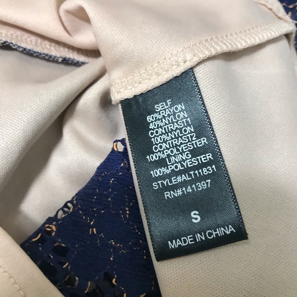 ASTR Blue & Gold Lace Peplum Top - Picture 5 of 10